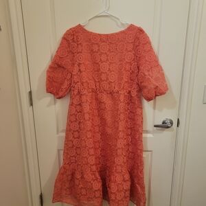 Elegant Coral Lace Dress